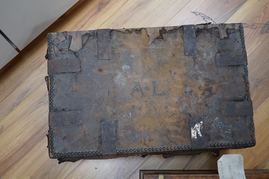 A Studded trunk and a brass bound box. Condition - poor